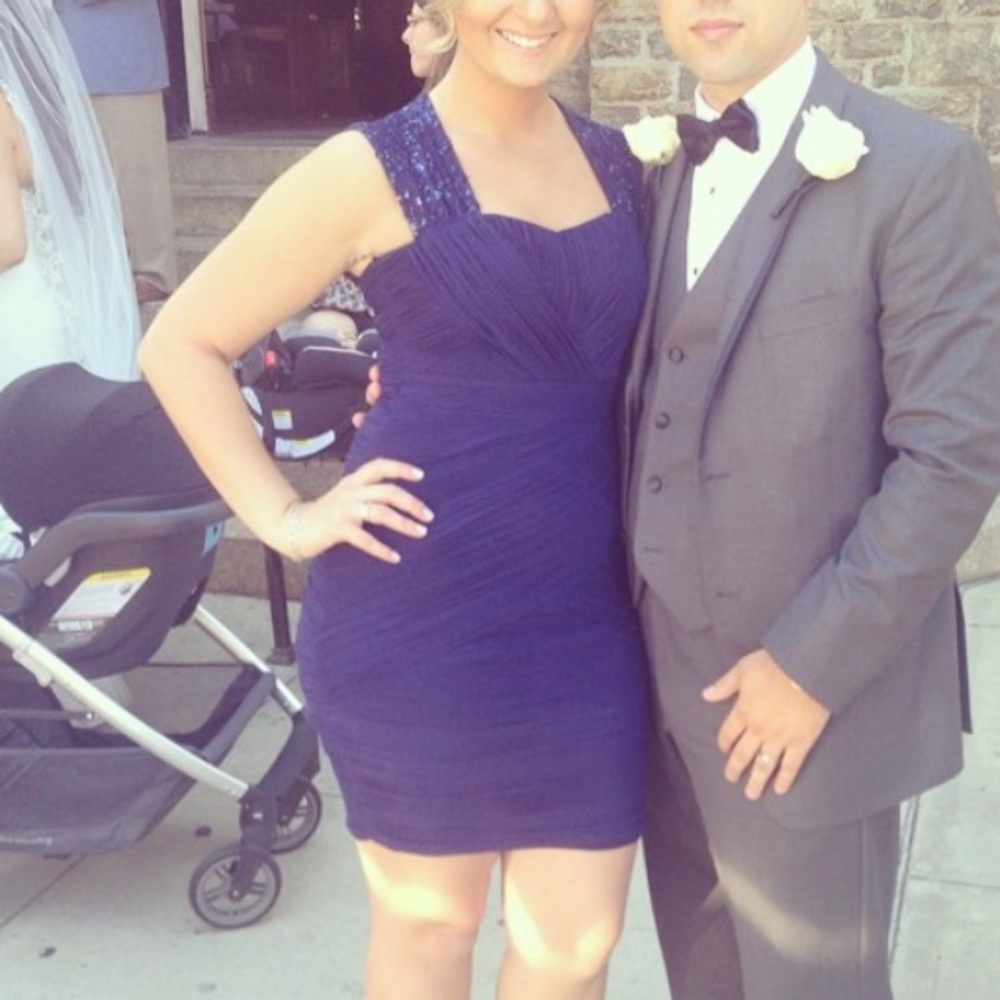 Navy blue rouched dress